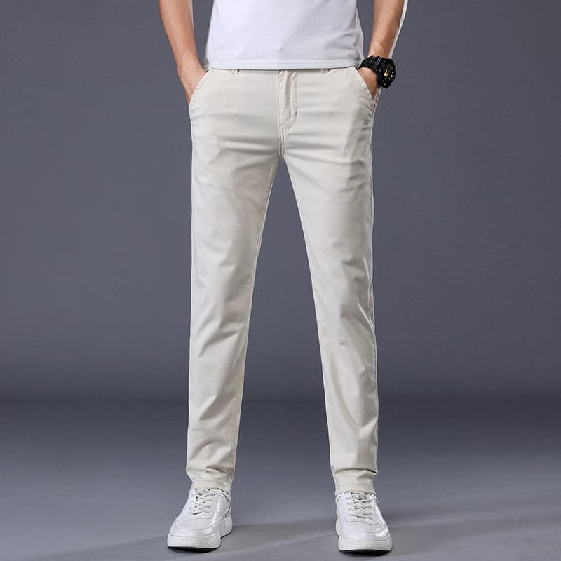 Herr Chinos - Slim Fit - Bomull med Stretch - Klassisk Design - Bekväma & Stilrena