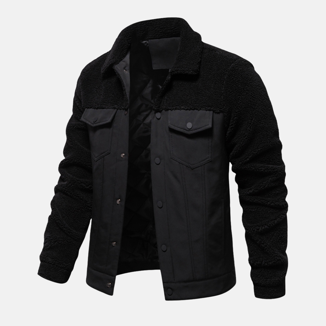 Herrjacka – Regular Fit – Hybriddesign med Ullblandning – Knäppning Fram – Fickor med Lock