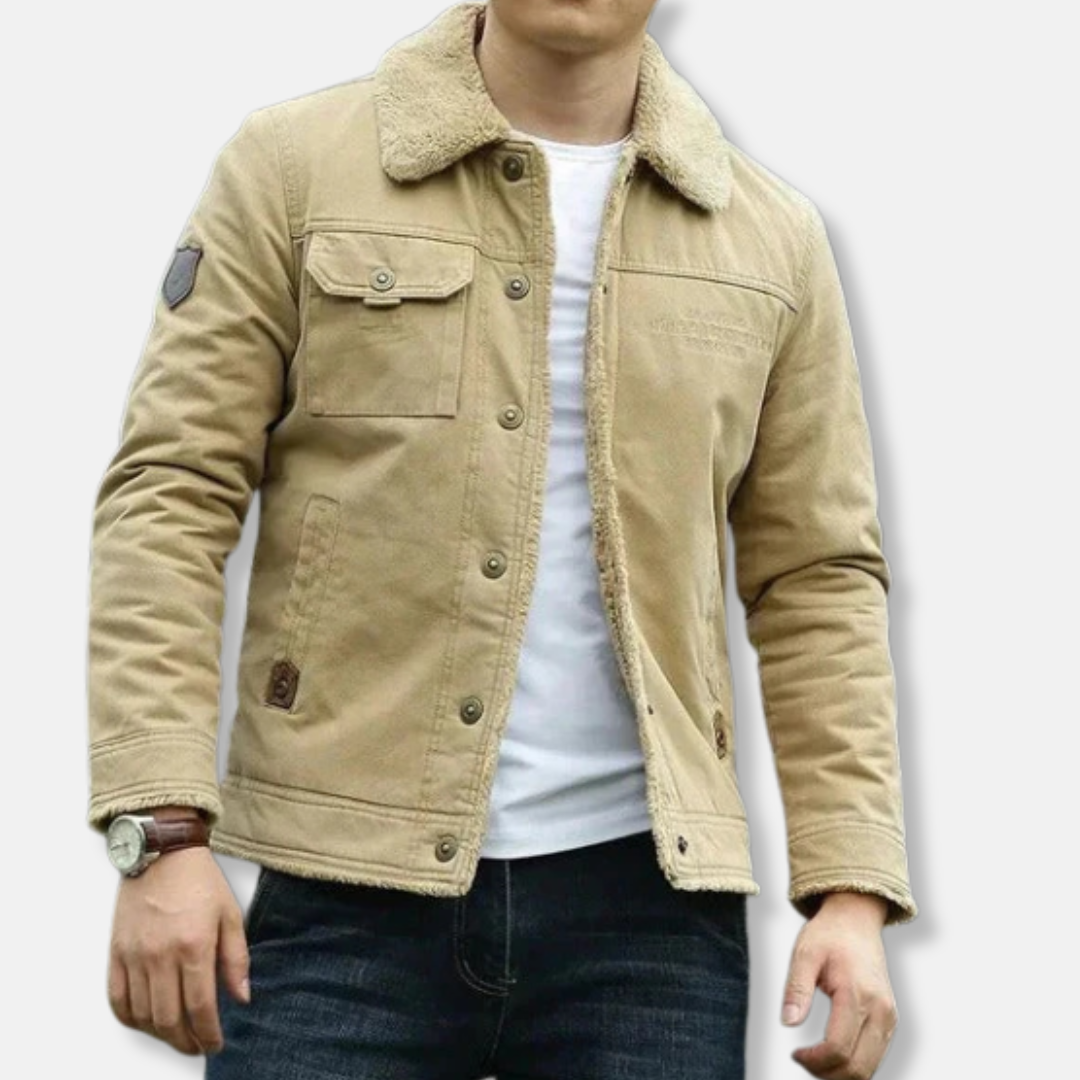Herrjacka – Regular Fit – Sherpafodrad – Knäppning fram – Flera fickor