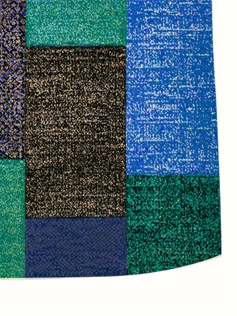 Herr Pikétröja - Patchworkdesign - Vävd Textur - Knappslå - Slim Fit