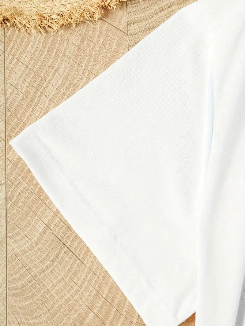 Dam T-shirt – Avslappnad Passform – Andningsbar Mix – Blommigt Tryck – Kort Ärm