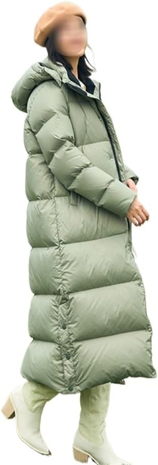 Lång quiltad dunkappa för dam – Varm vaddering – Oversized passform – Med huva