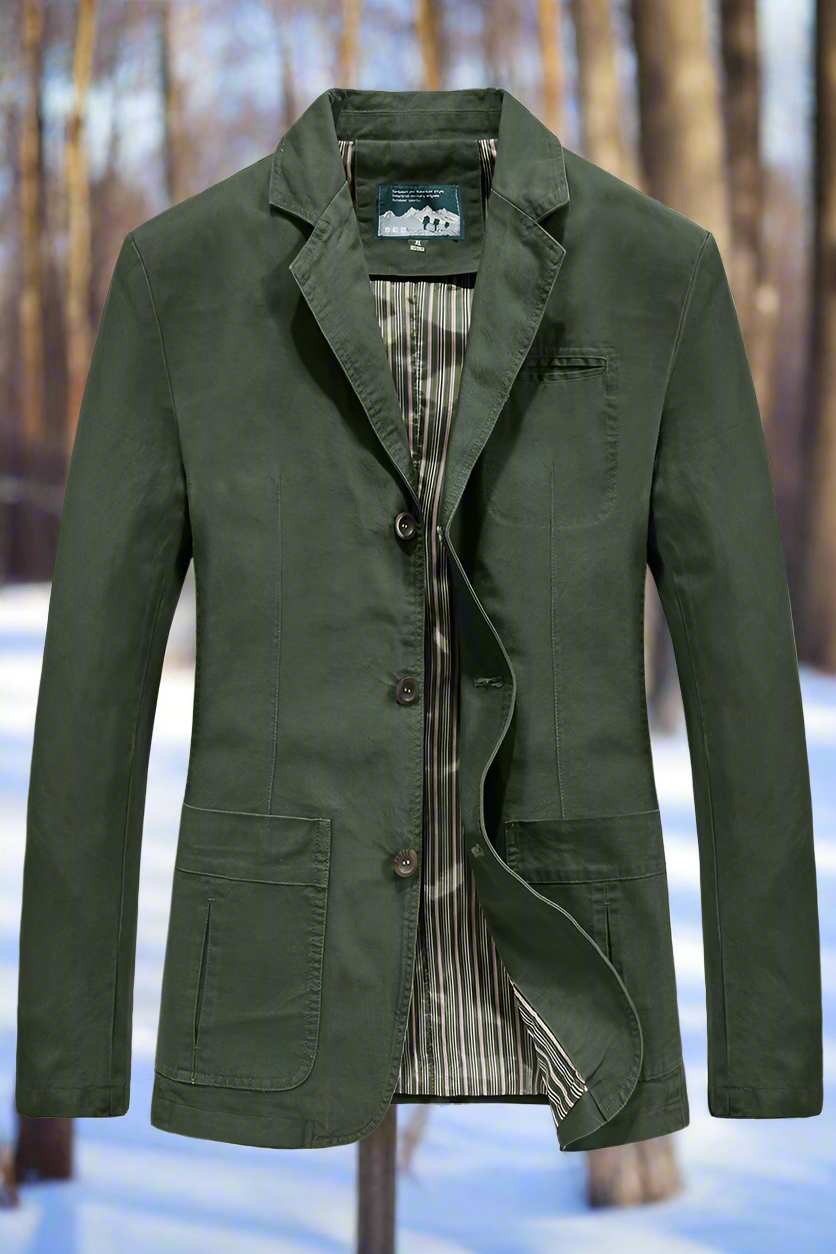 Herr Blazer - Andningsbar Bomull - Avslappnad Passform - Notch-Slag - 3-Knappsdesign