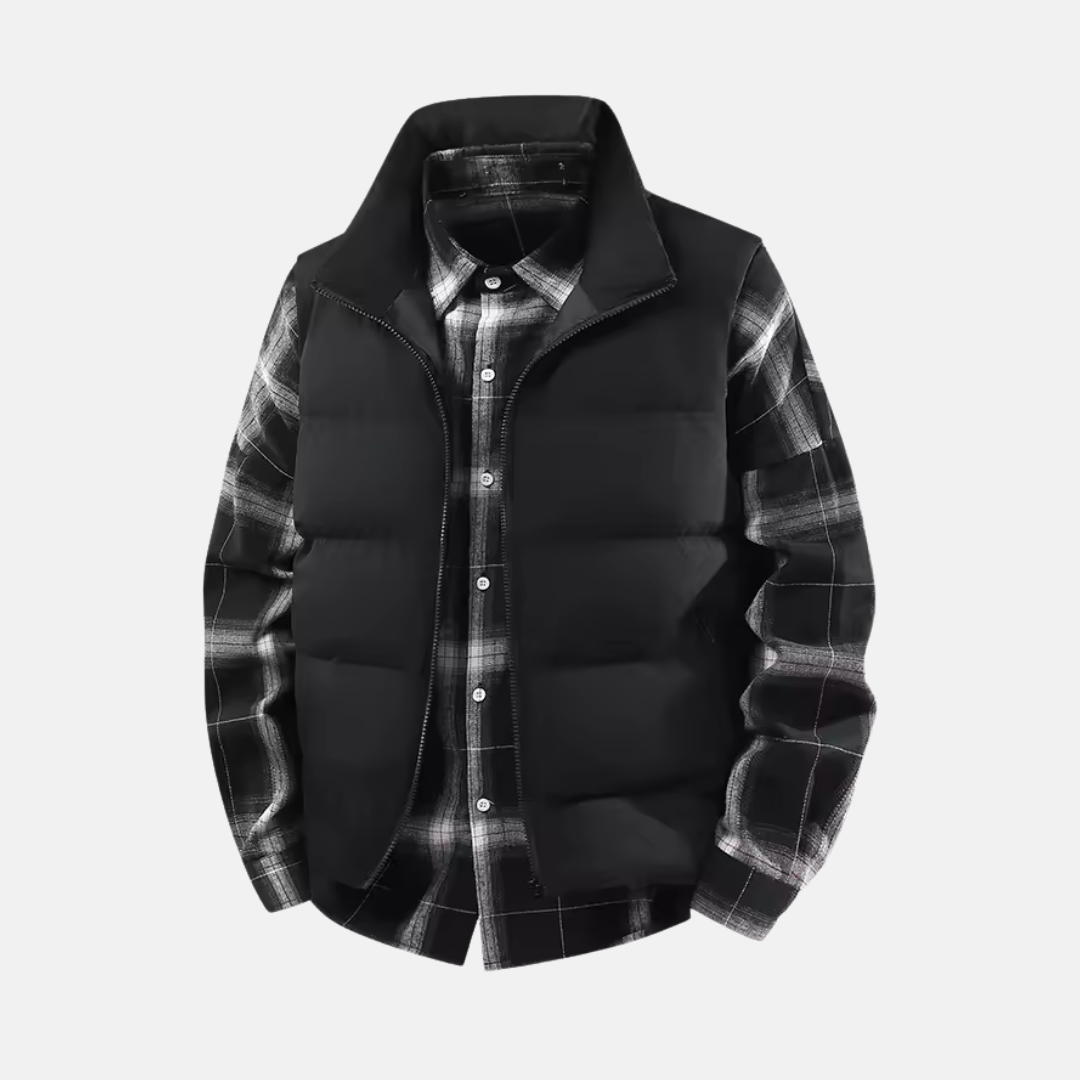 Herrväst – Vadderad Puffer – Regular Fit – Ståkrage – Quiltad Ytterväst