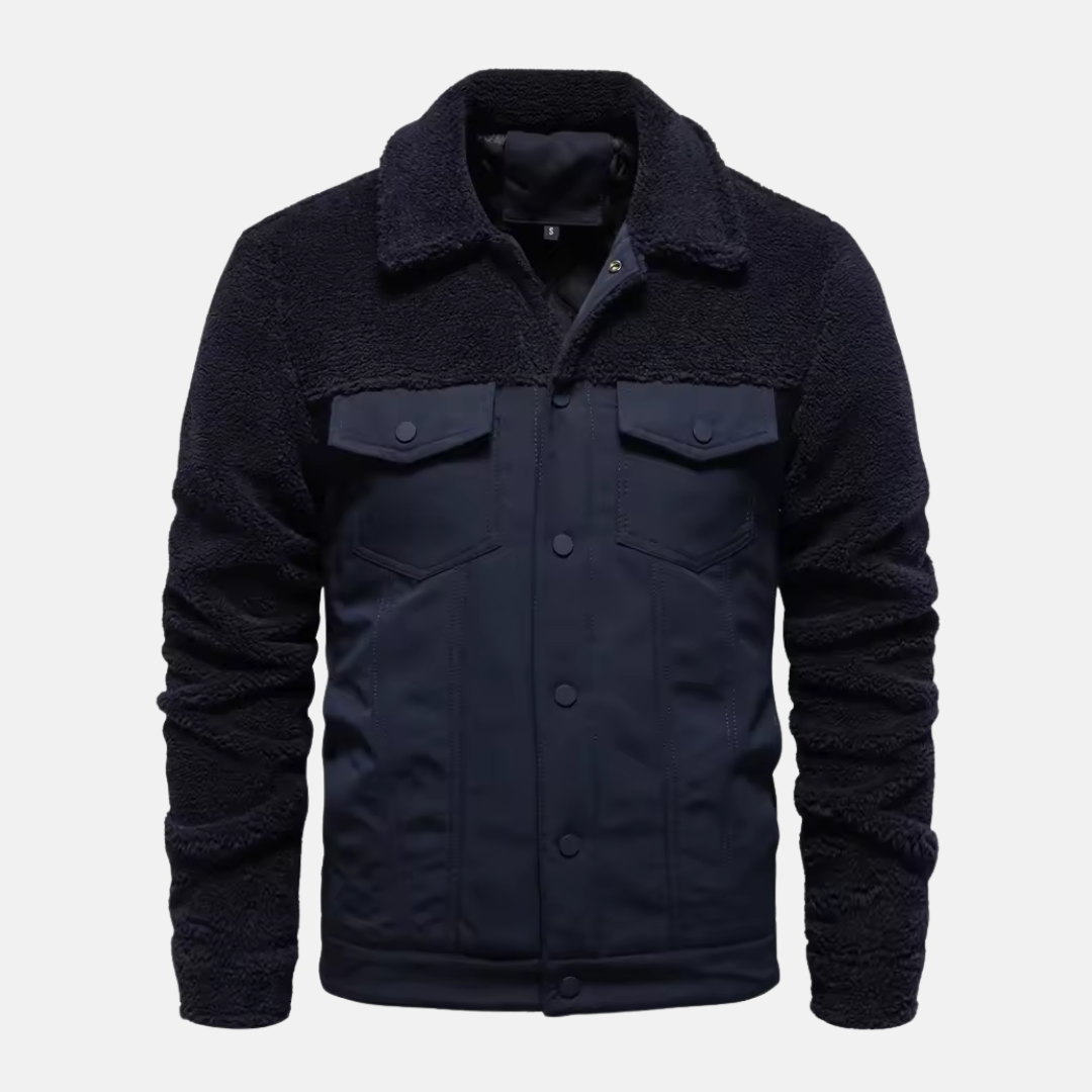 Herrjacka – Regular Fit – Hybriddesign med Ullblandning – Knäppning Fram – Fickor med Lock