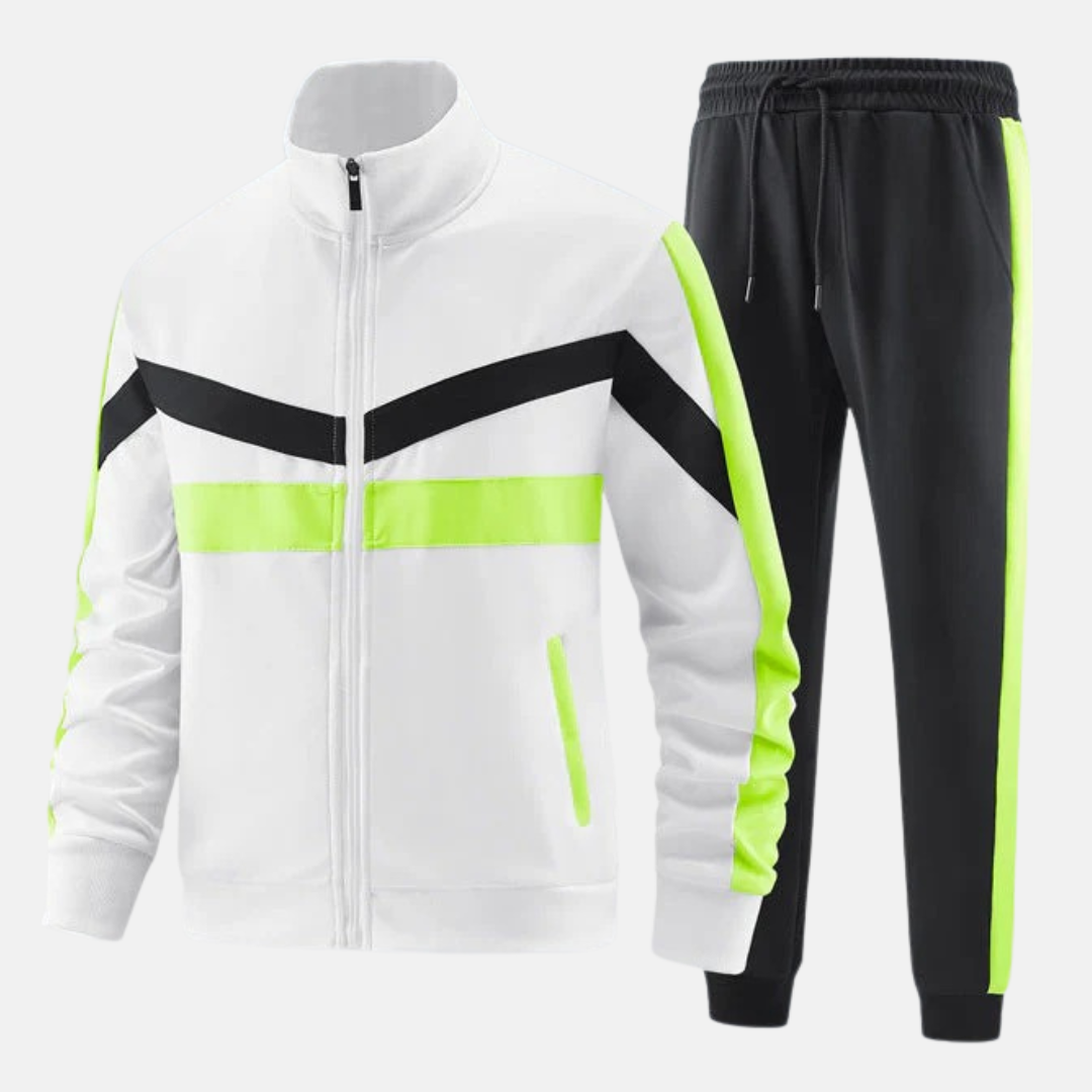 Herrset Tvådelat – Slim Fit – Hög Krage – Hel Dragkedja – Joggingbyxa med Dragsko