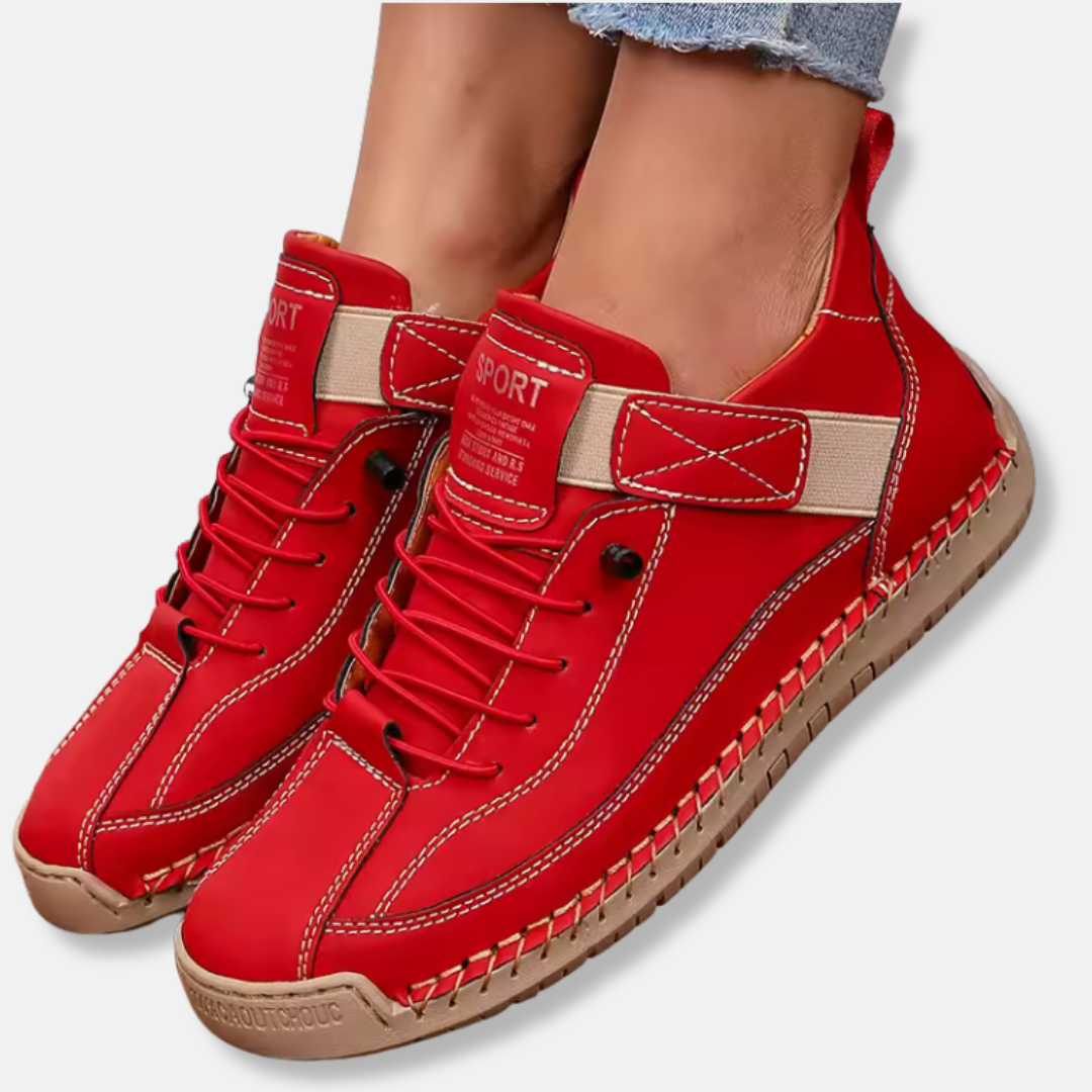 Dam Sneakers – Snörning med Retrodetaljer – Stötdämpande Gummisula – Vardagsstil