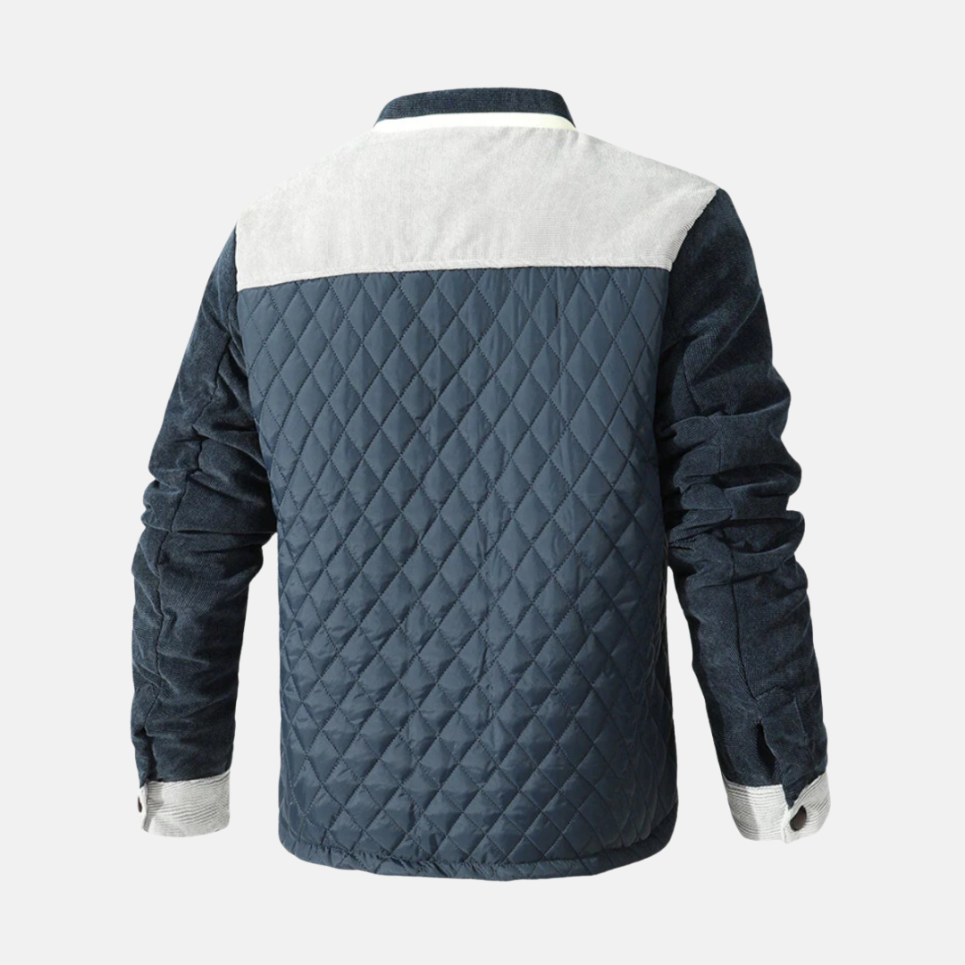Herrjacka quiltad – normal passform – diamantmönster – kontrastdetaljer – dragkedjefickor