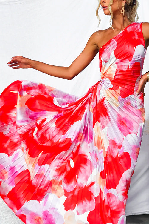 Dam Maxiklänning – One-Shoulder – Rynkad Liv – Flödande Elegant Design