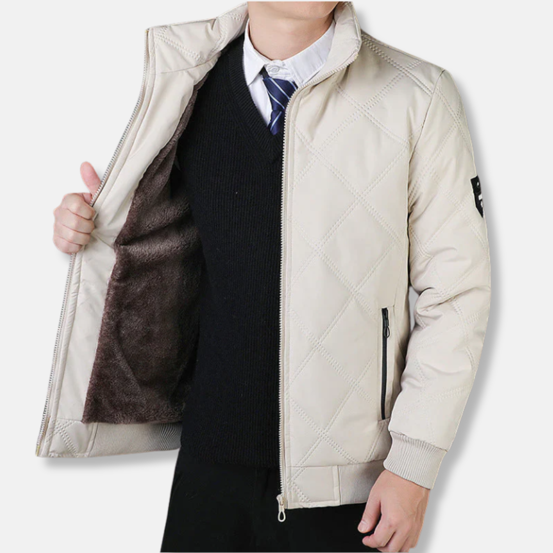 Herrjacka Quiltad – Regular fit – Ståkrage – Dragkedja – Ribbad mudd – Isolerad