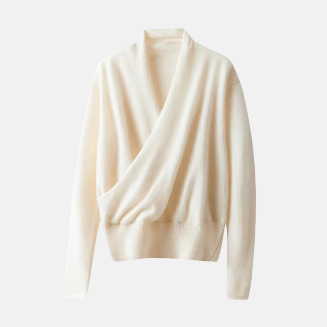 Damtröja – Omlottmodell – Avslappnad Passform – Lång Ärmlängd – Ribbad Midja