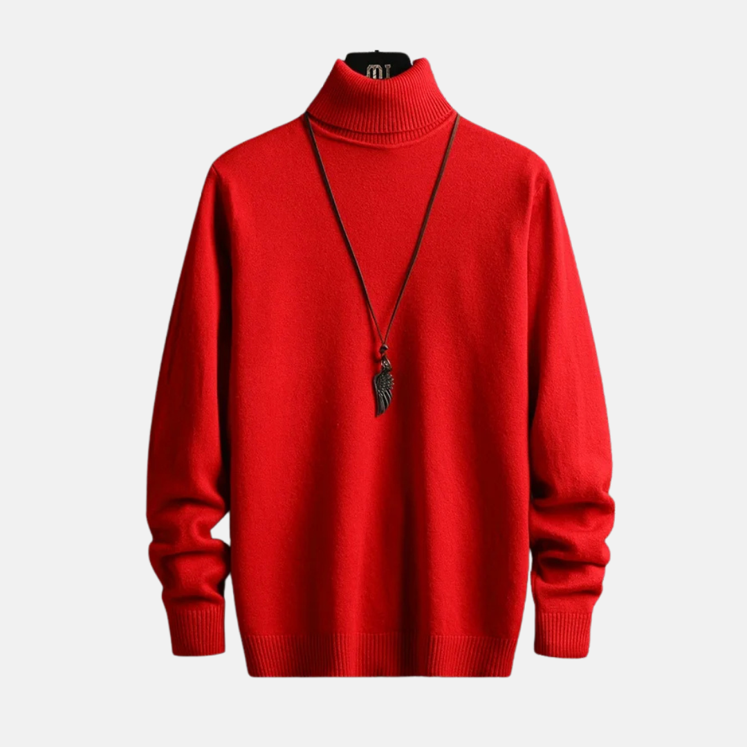 Herrpolotröja – Slim Fit – Finstickad Ull – Ribbad Kant och Manschett