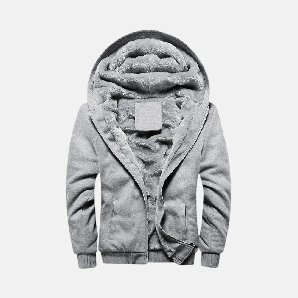 Herr Jacka - Mjuk Stickad Yttersida - Huva - Relaxed Fit - Höftlång
