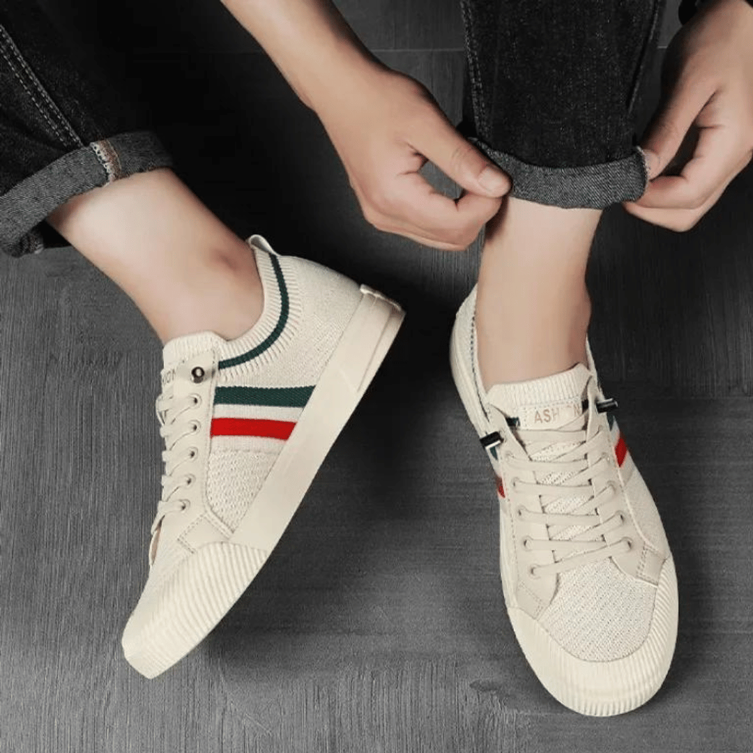 Herr Sneakers – Stickad Ovandel – Låg Modell – Sportig och Bekväm Passform