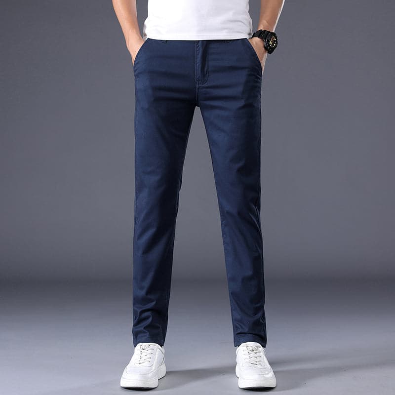 Herr Chinos - Slim Fit - Bomull med Stretch - Klassisk Design - Bekväma & Stilrena