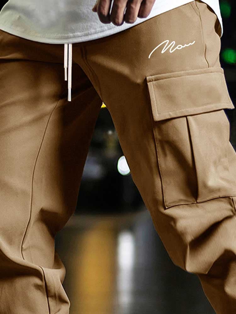 Herr Cargo Joggerbyxor - Bomull - Avslappnad Passform - Elastisk Midja & Muddar