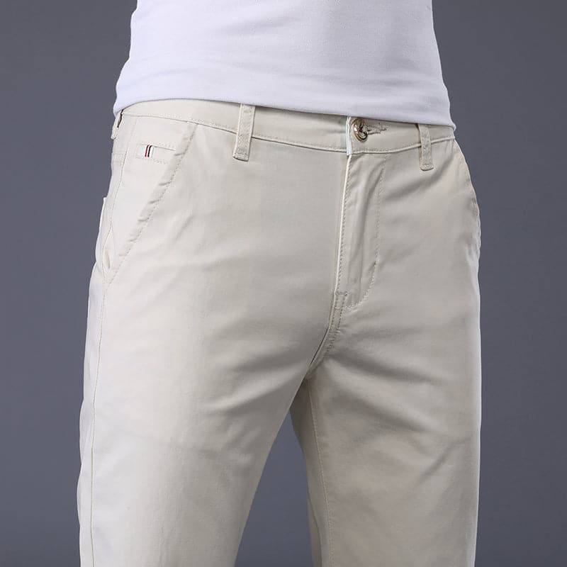 Herr Chinos - Slim Fit - Bomull med Stretch - Klassisk Design - Bekväma & Stilrena