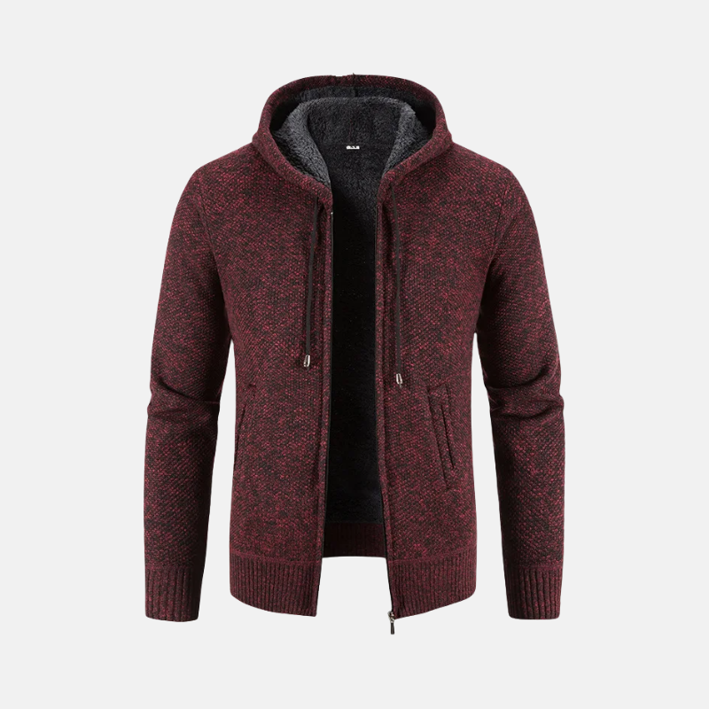 Herrtröja med Huva – Regular Fit – Fleecefodrad – Dragkedja – Ribbad Kant