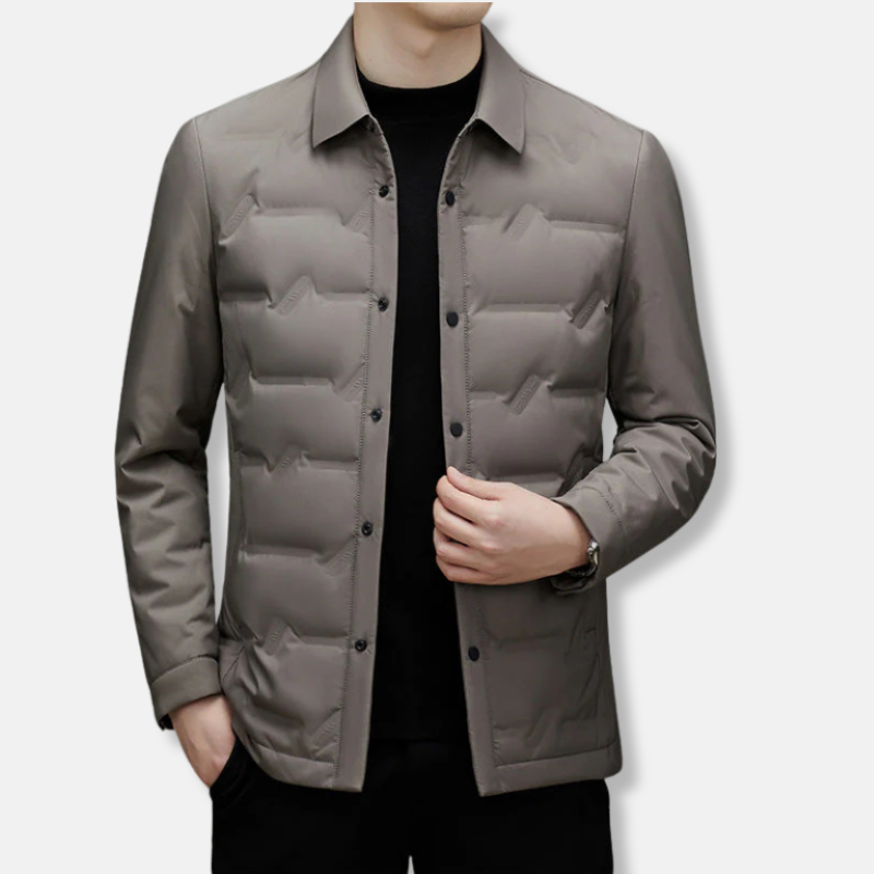 Herrjacka – Slim Fit – Vadderad Quiltad – Vattenavvisande – Knapplåsning – Höftlängd