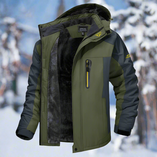 Herr Vinterjacka - Varm Fodrad - Huva & Flera Fickor - Dragkedja