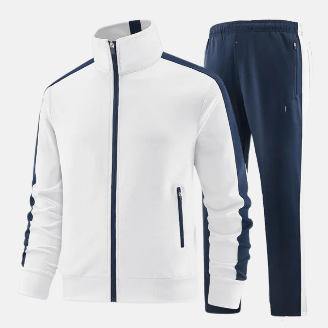 Herrset Tvådelat – Slim Fit – Hög Krage – Hel Dragkedja – Joggingbyxa med Dragsko