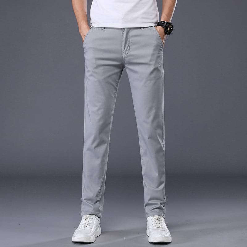 Herr Chinos - Slim Fit - Bomull med Stretch - Klassisk Design - Bekväma & Stilrena