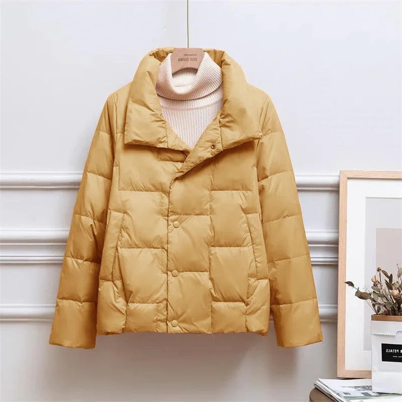 Unisex Vadderad Jacka – Quiltad Design – Värmande Isolering – Hög Krage