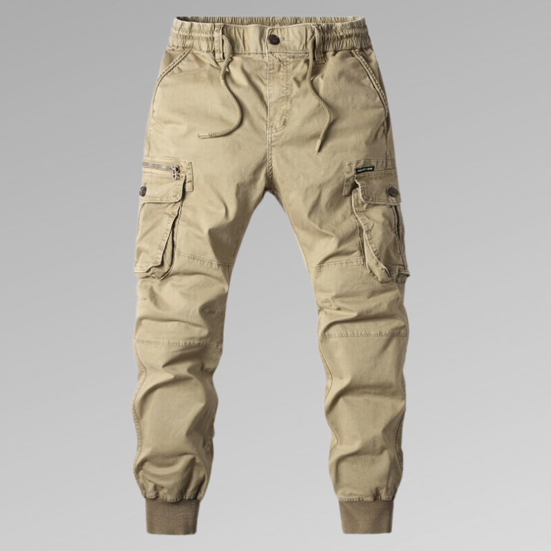 Herr Cargo Joggers - Bekväm Bomullsblandning - Elastisk Midja - Flera Fickor