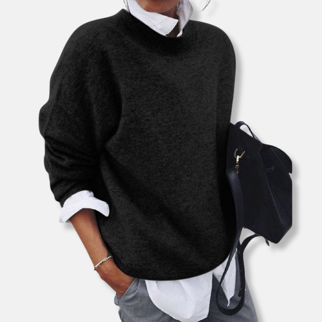 Damtröja – Mjukstickad – Avslappnad Passform – Lång Ärmslut – Rund Halsringning