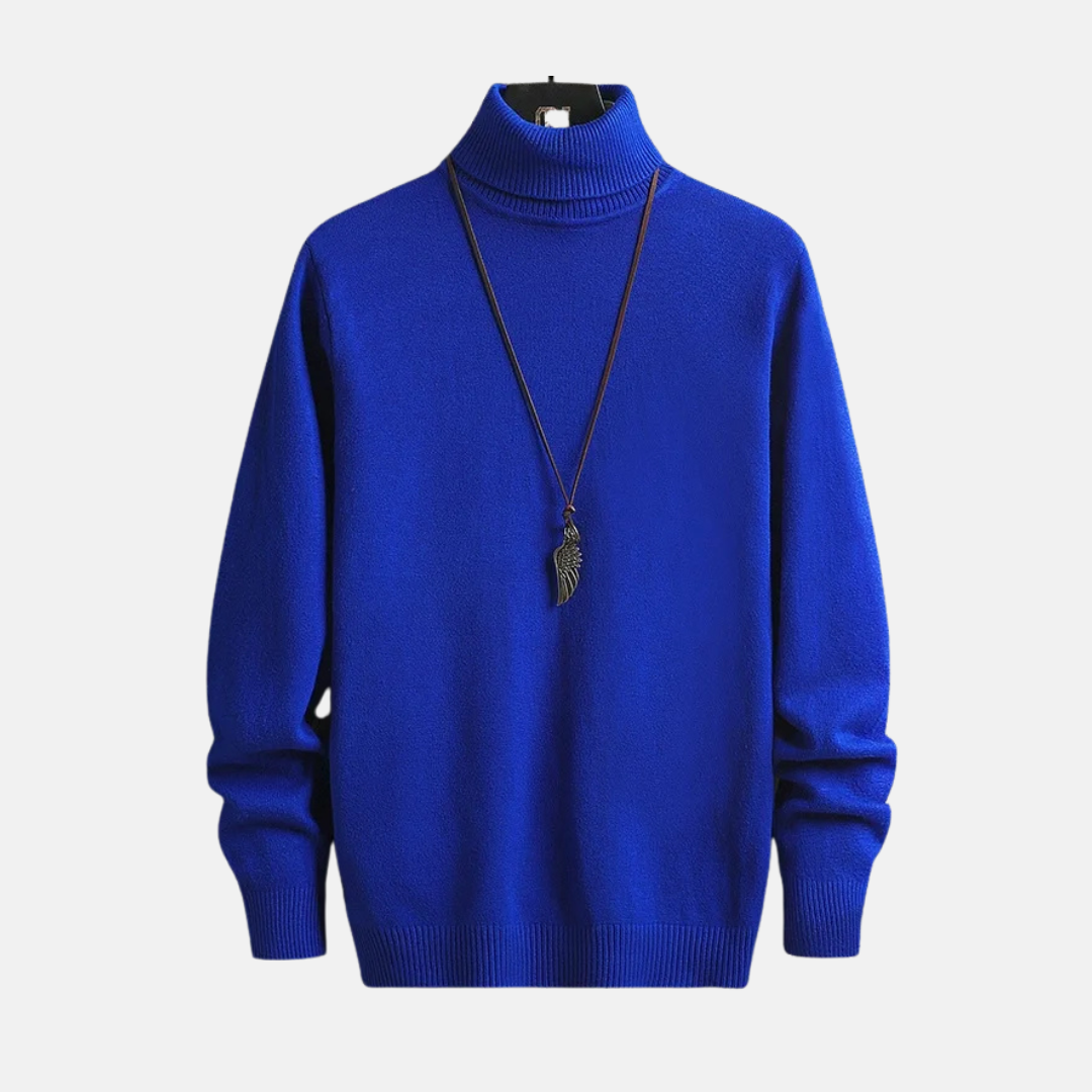 Herrpolotröja – Slim Fit – Finstickad Ull – Ribbad Kant och Manschett