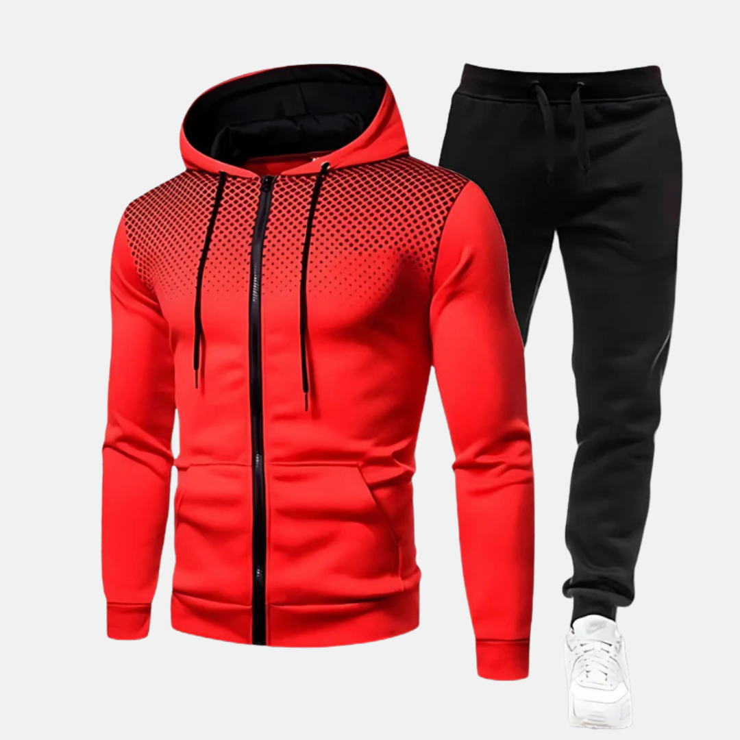 Herr Träningsset – Slim Fit – Andningsbart Tyg – Mjuk Stretch – Dragkedja – Muddavslut