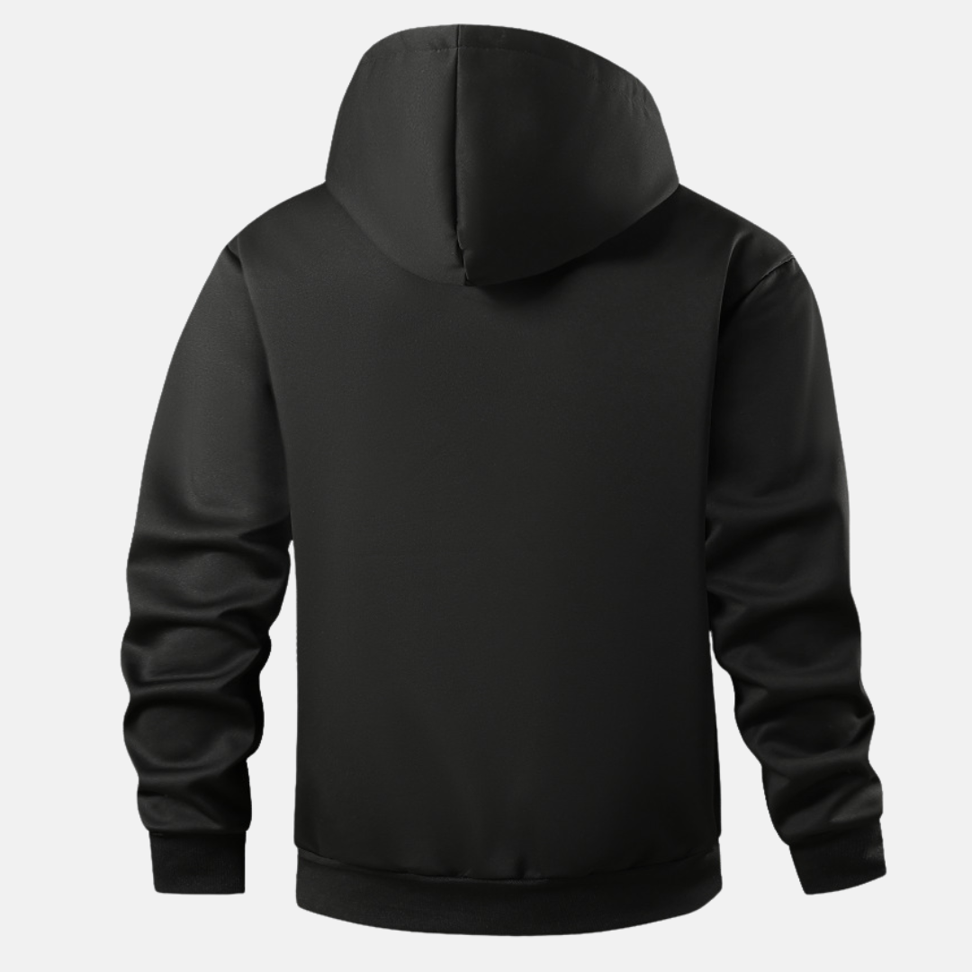 Herr Hoodiejacka – Avslappnad Passform – Dragkedja – Fleecefodrad – Ribbad Kant