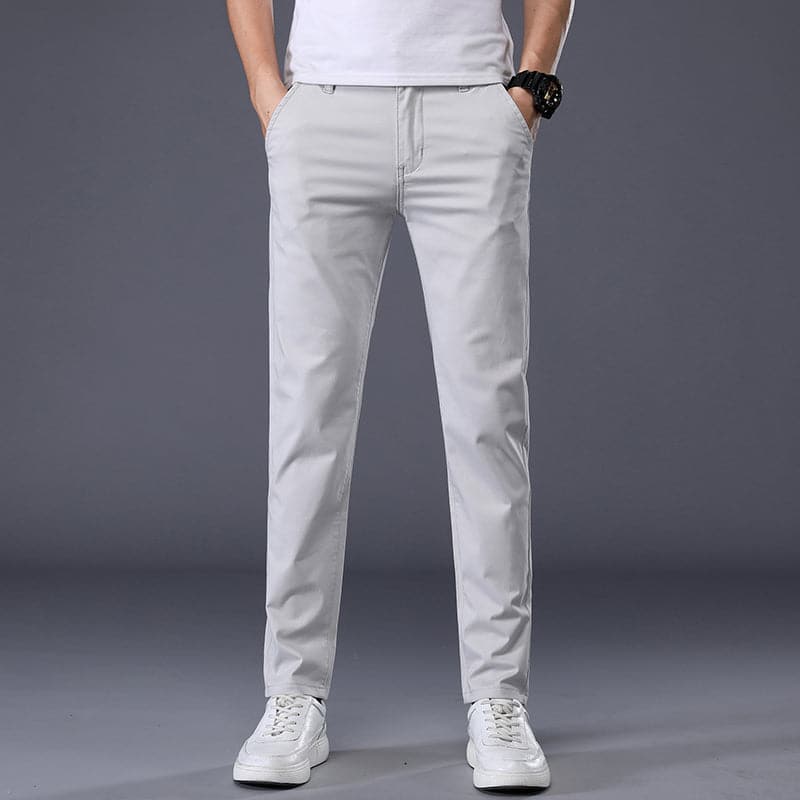 Herr Chinos - Slim Fit - Bomull med Stretch - Klassisk Design - Bekväma & Stilrena