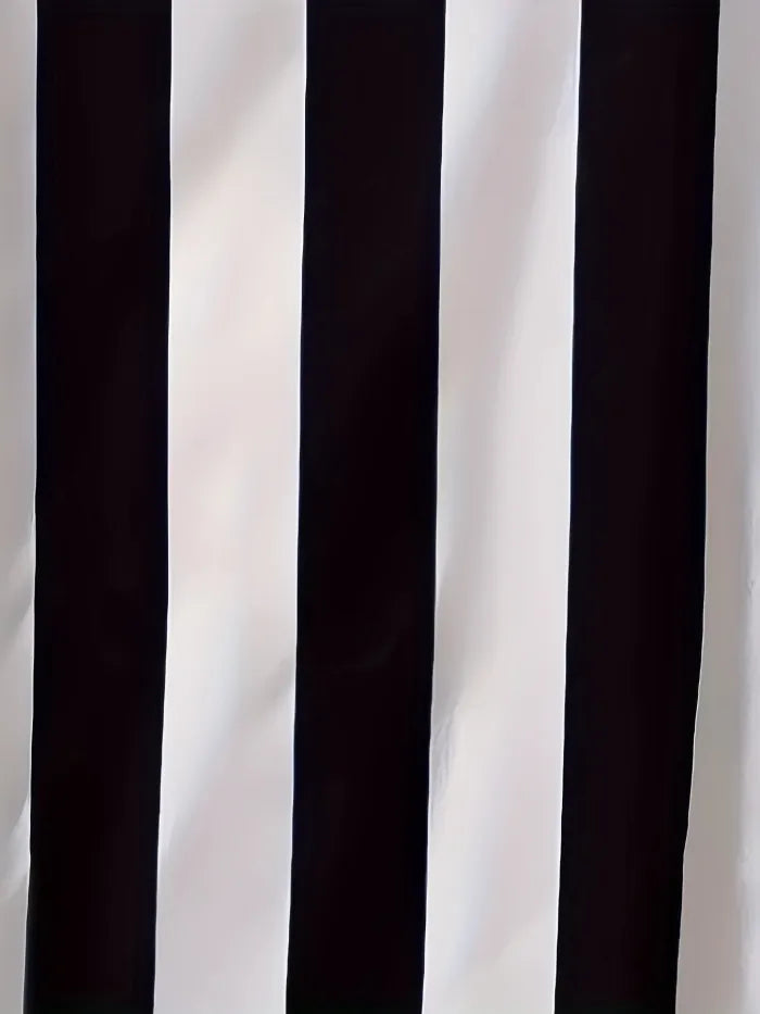 Damklänning - Knälång - V-ringning - Trekvartsärmar - Randig Lös Passform