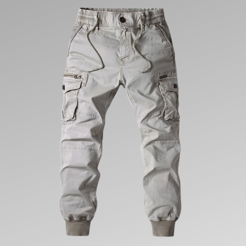Herr Cargo Joggers - Bekväm Bomullsblandning - Elastisk Midja - Flera Fickor