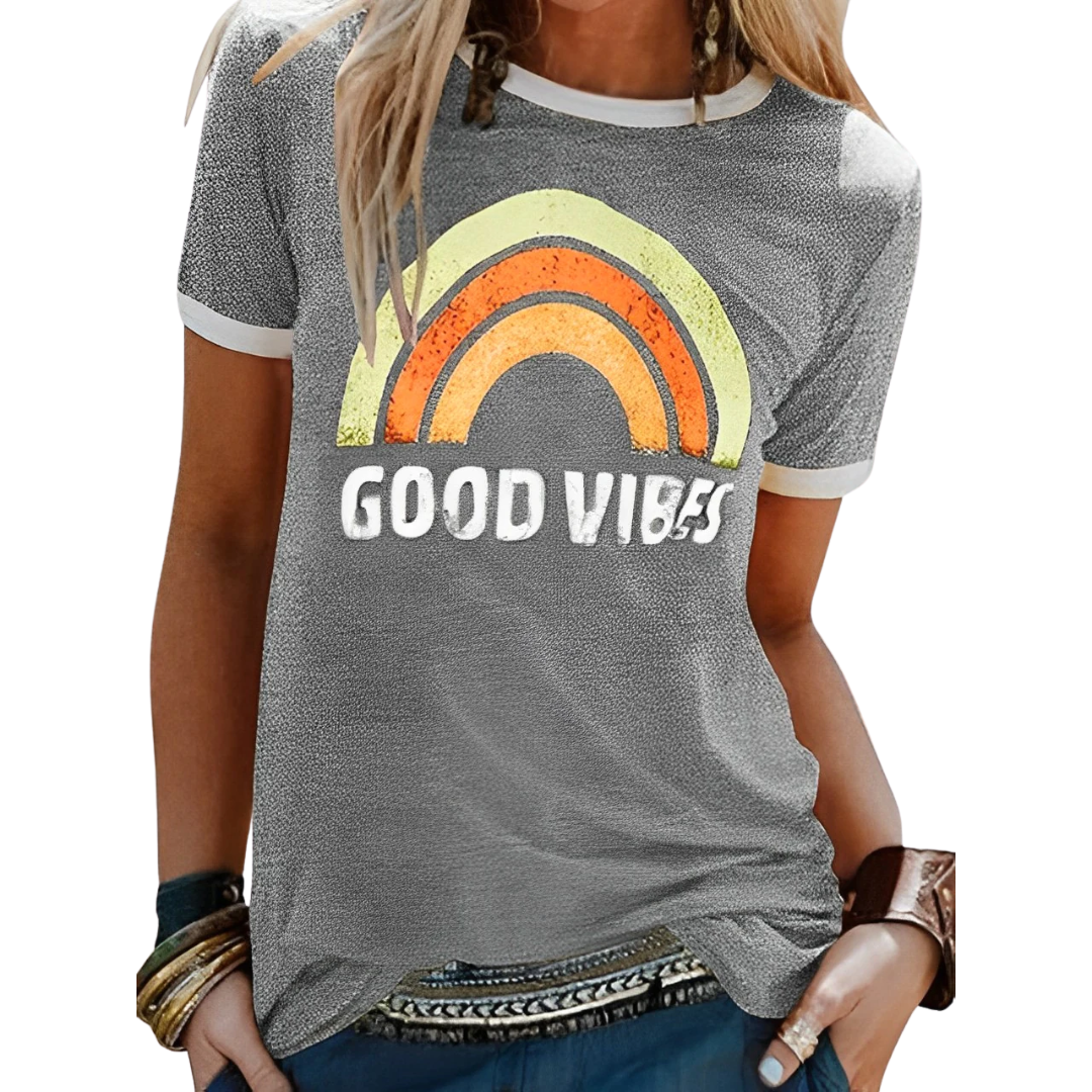 Dam T-shirt – Avslappnad Passform – Mjukstickad – Vintagegrafik – Vardagsplagg