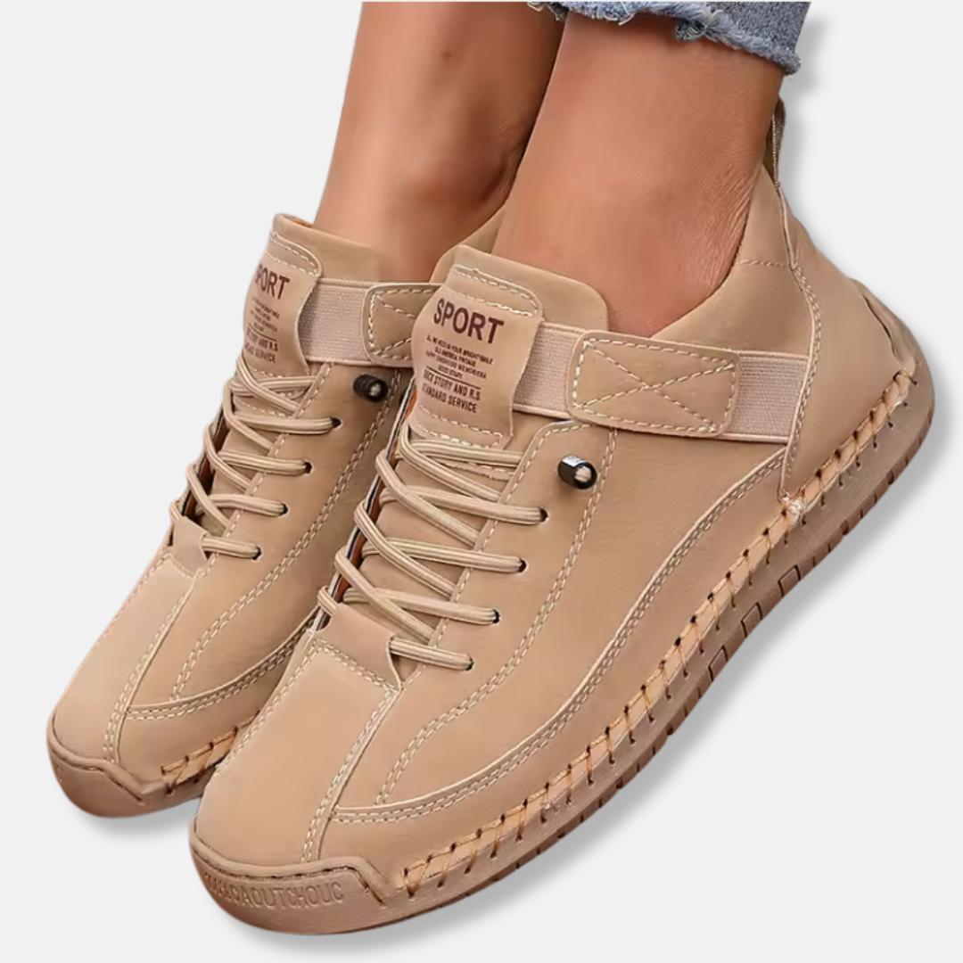 Dam Sneakers – Snörning med Retrodetaljer – Stötdämpande Gummisula – Vardagsstil