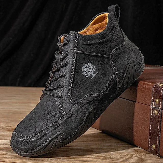 Herrsneakers – Skinn – Stötdämpande Greppsula – Snörning – Halvhög Ankelstöd