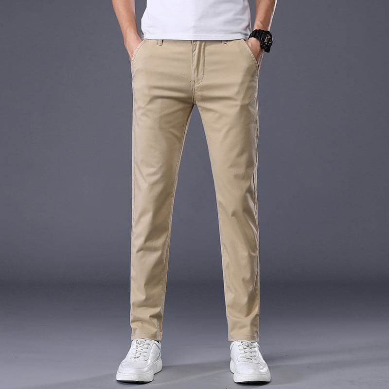 Herr Chinos - Slim Fit - Bomull med Stretch - Klassisk Design - Bekväma & Stilrena