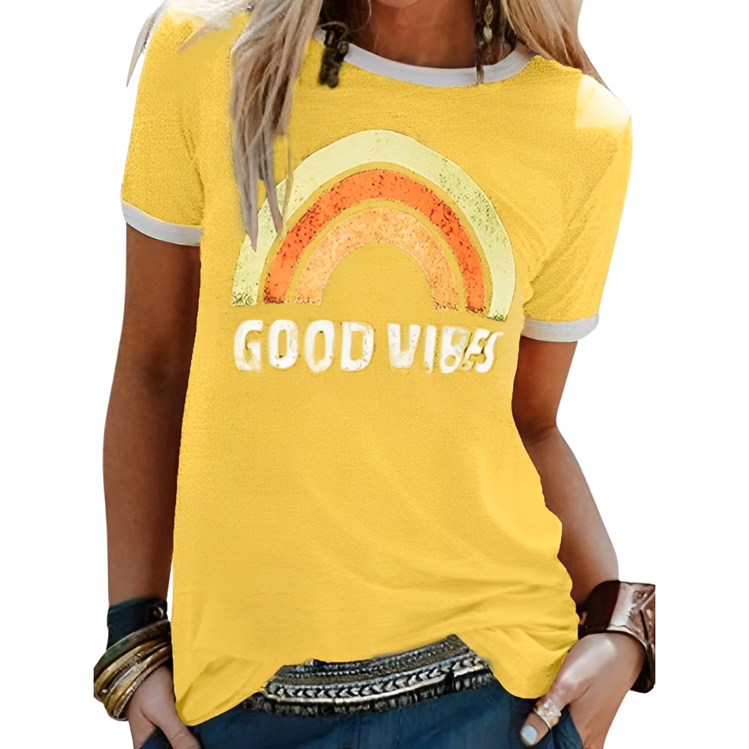 Dam T-shirt – Avslappnad Passform – Mjukstickad – Vintagegrafik – Vardagsplagg