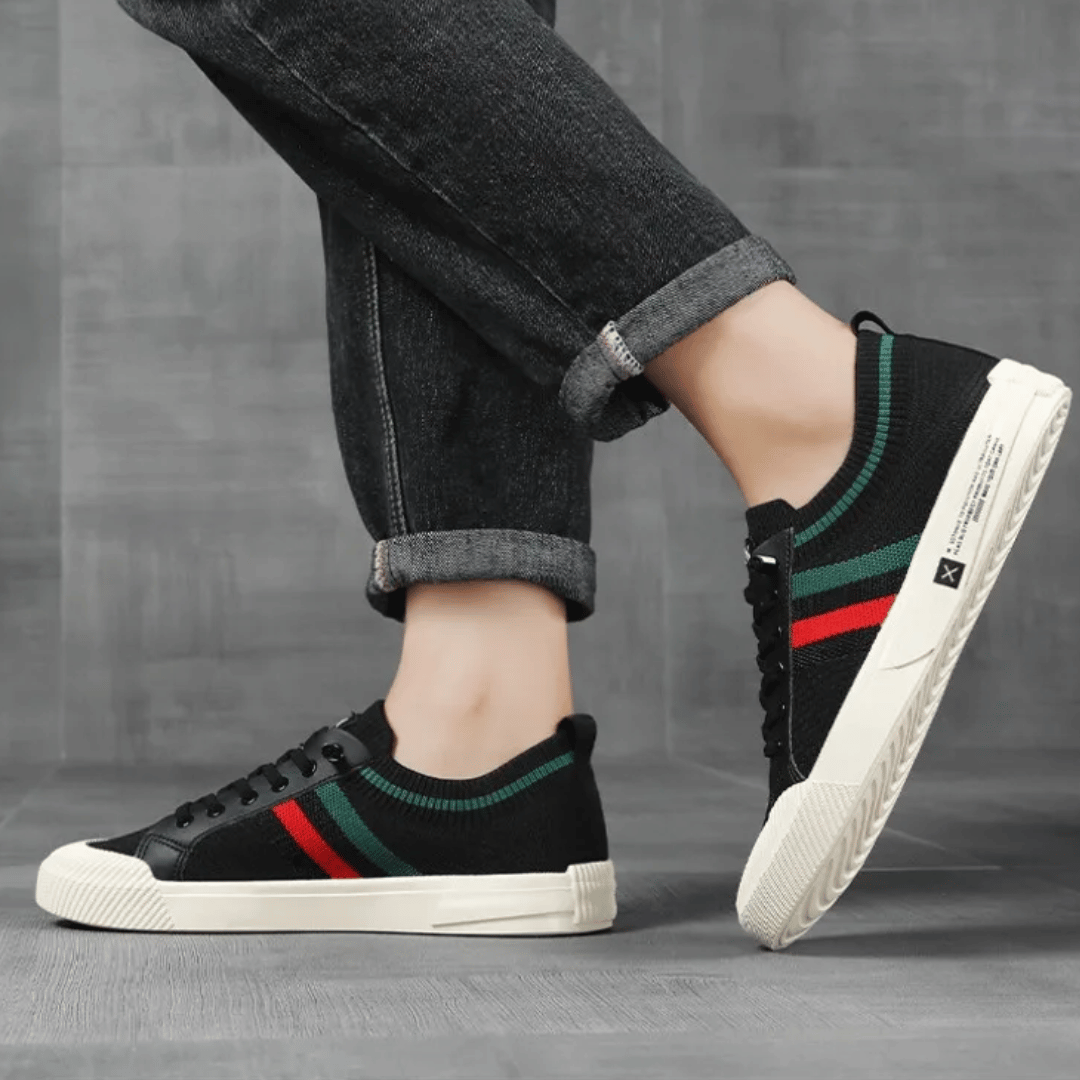 Herr Sneakers – Stickad Ovandel – Låg Modell – Sportig och Bekväm Passform