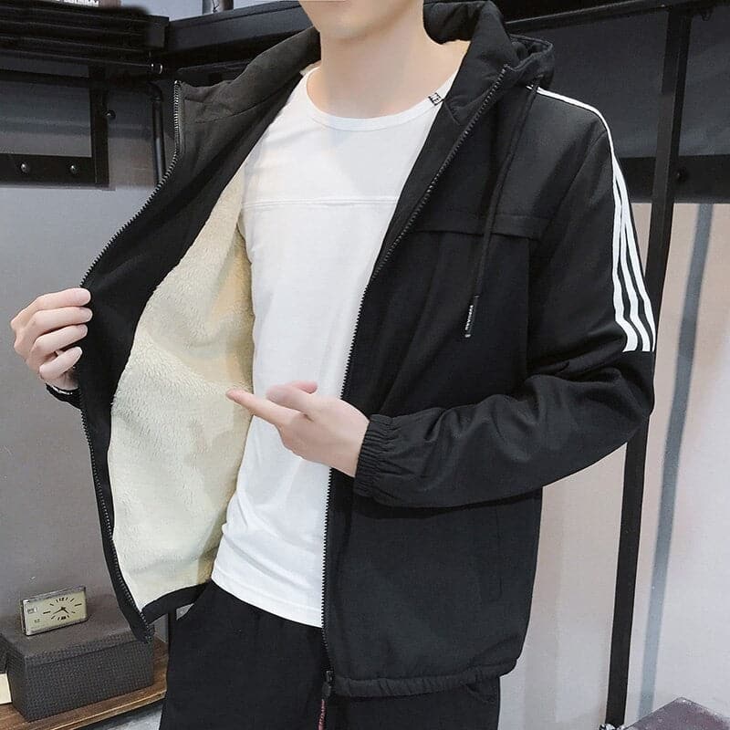 Herr Jacka - Sportig Zip-up med Huva - Elastiska Muddar - Avslappnad Passform