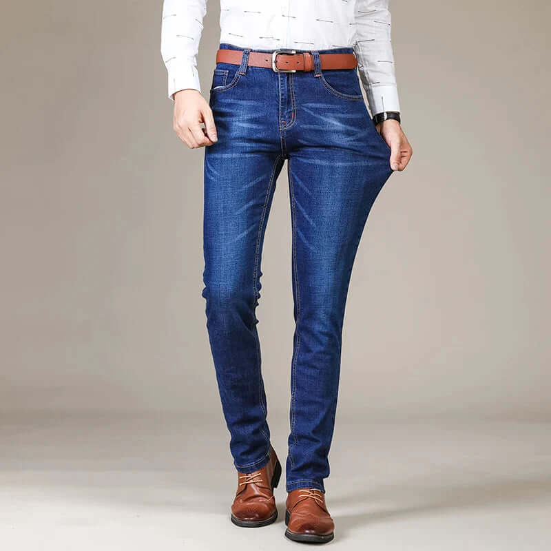 Herrjeans – Slim Fit Stretchdenim – Klassisk Design – Fullängd Smart Casual