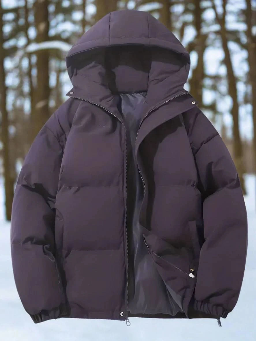 Herr Pufferjacka - Varmt Vadderad - Hög Krage & Huva - Vind- & Vattentålig