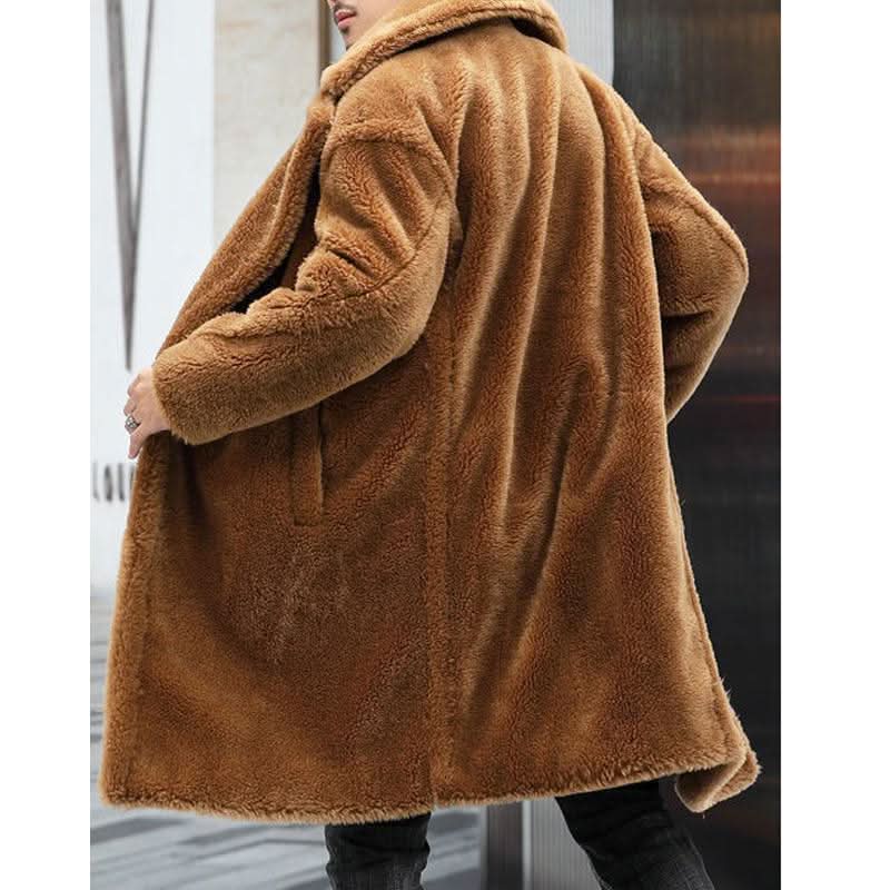 Herr Shearlingrock - Knälång - Klassisk Design med Notch-Slag - Varm och Stilren