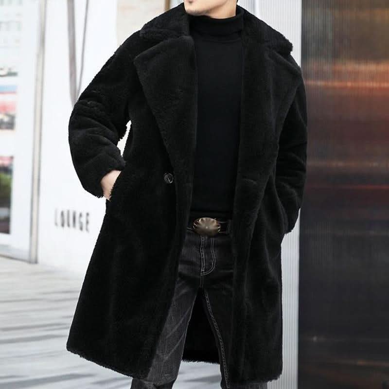 Herr Shearlingrock - Knälång - Klassisk Design med Notch-Slag - Varm och Stilren