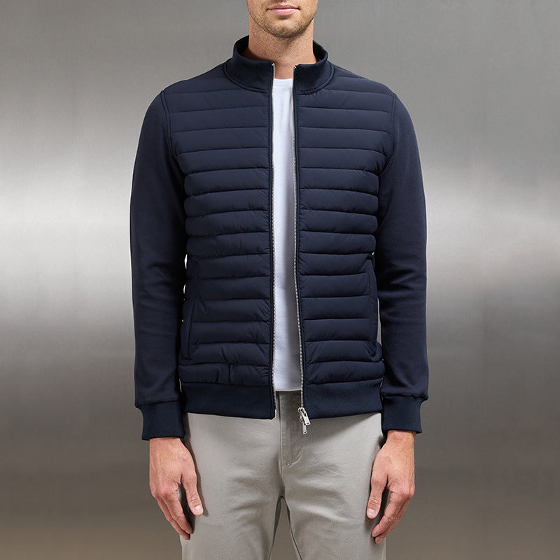 Herrjacka – Slim Fit – Quiltad Isolerad Framsida – Stickade Ärmar – Ståkrage
