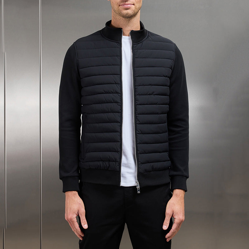Herrjacka – Slim Fit – Quiltad Isolerad Framsida – Stickade Ärmar – Ståkrage