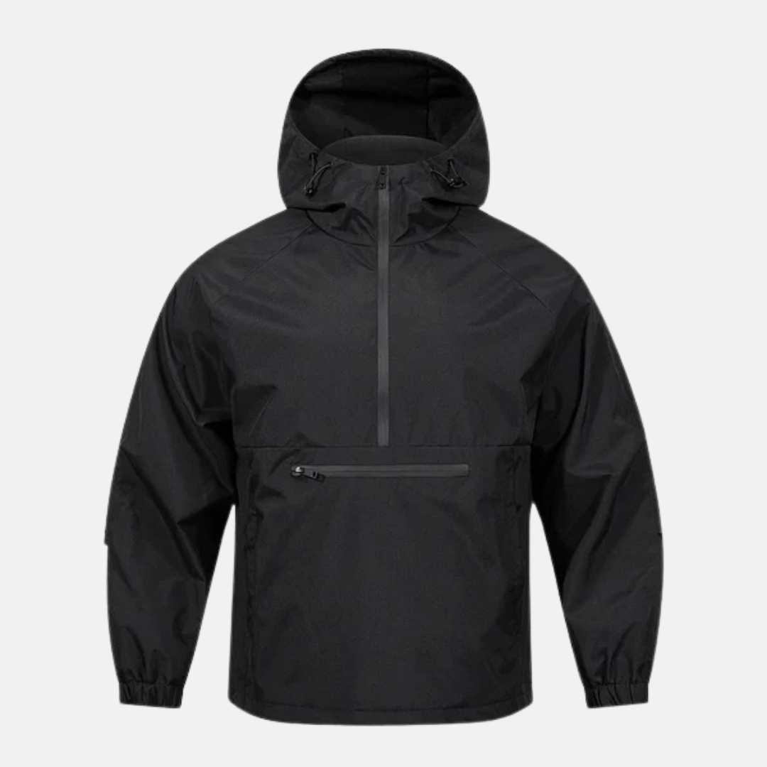 Herr Anorakjacka – Lös passform – Vindtät – Halv dragkedja – Huva – Känguruficka