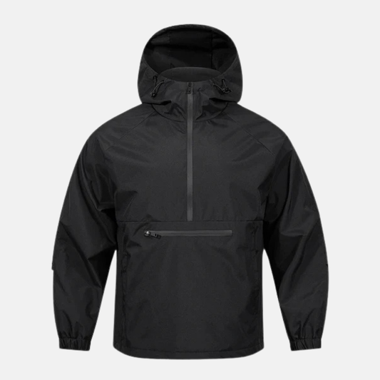 Herr Anorakjacka – Lös passform – Vindtät – Halv dragkedja – Huva – Känguruficka